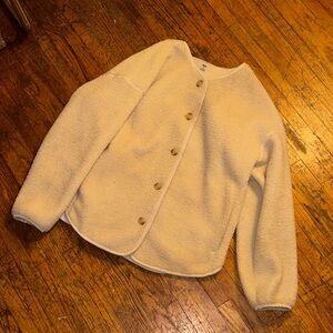 Uniqlo Teddy Bear Shearling Cream Jacket with Pockets